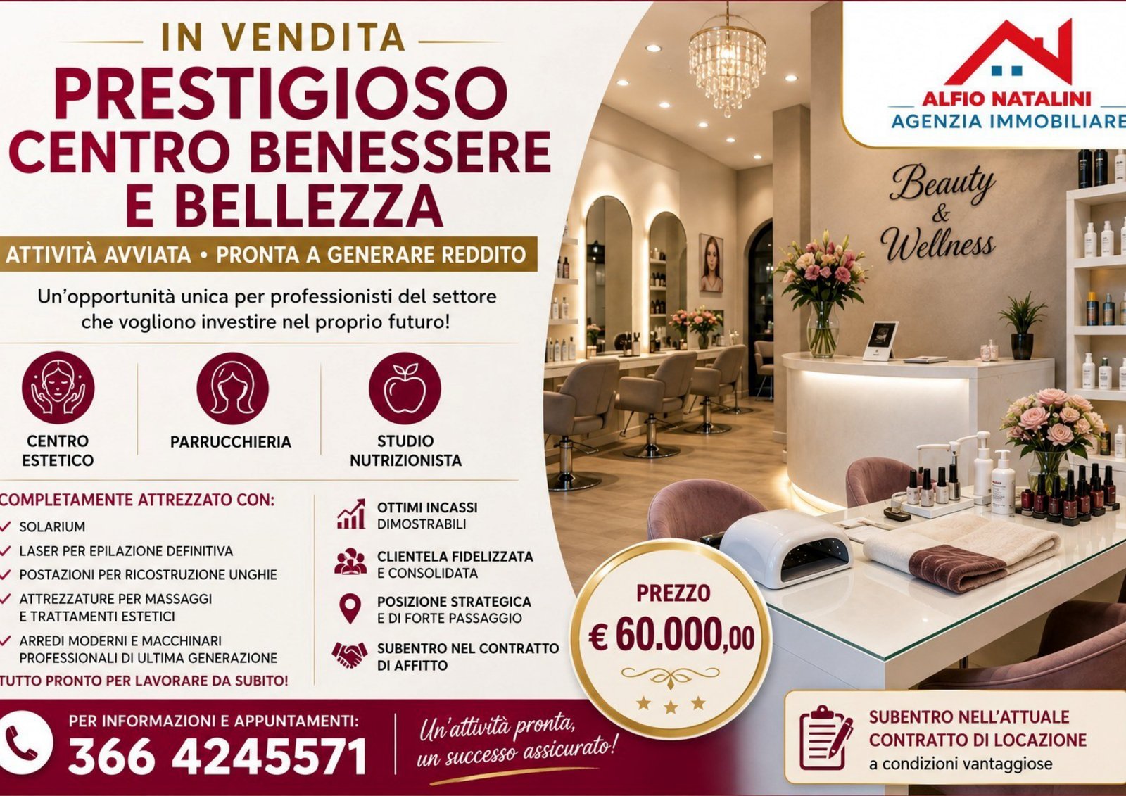 Volantino del centro benessere e bellezza in cessione a Porto Recanati, Rif. 50
